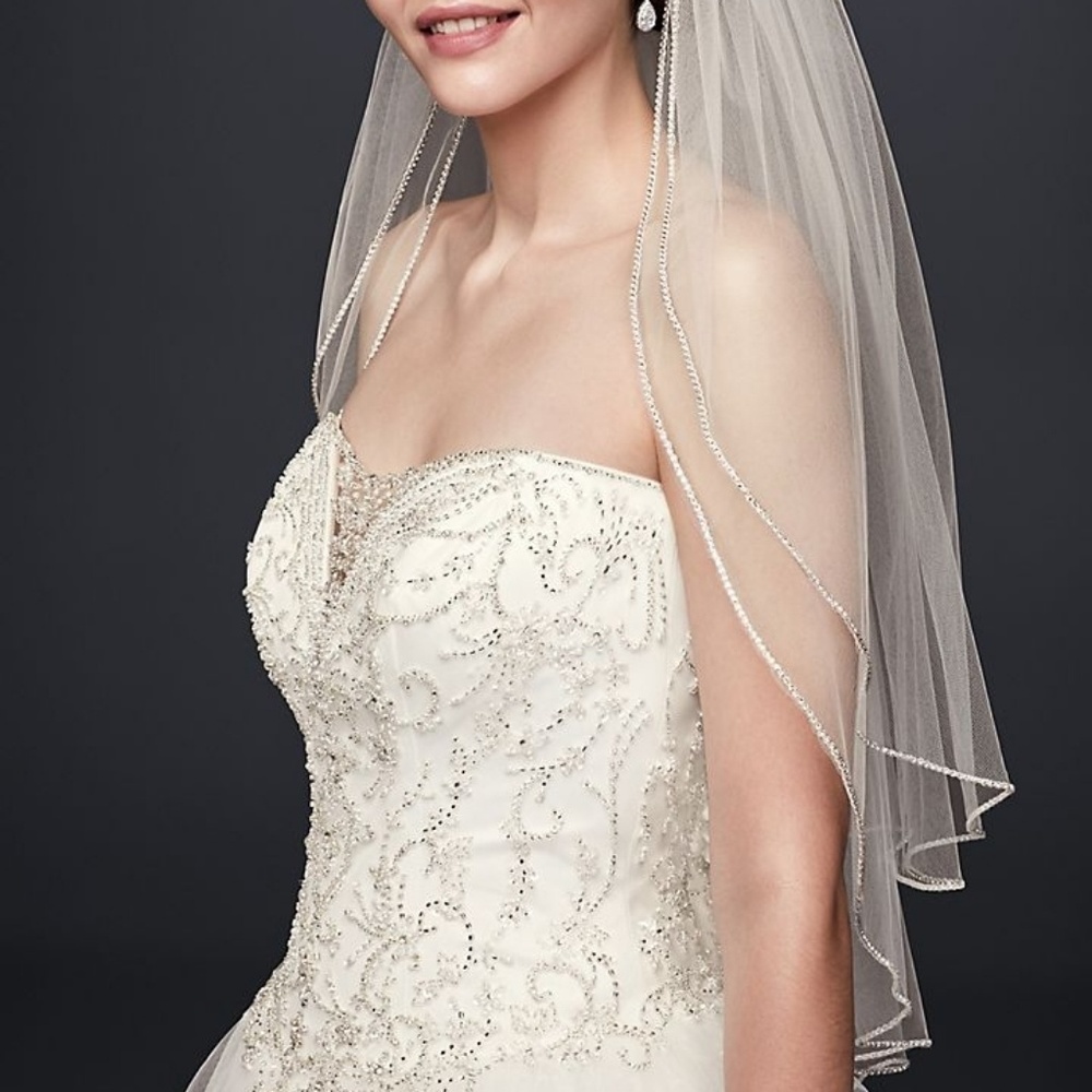 Two Tier Sparkling Rhinestone Edged Mid Veil